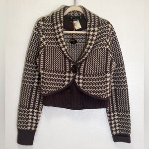 Anthropologie Cartonnier - Wool Brown Jabberwocky Cardigan Sweater - size L NWOT